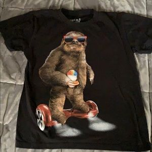 Boys Tee with an image of a Sloth on a hover board